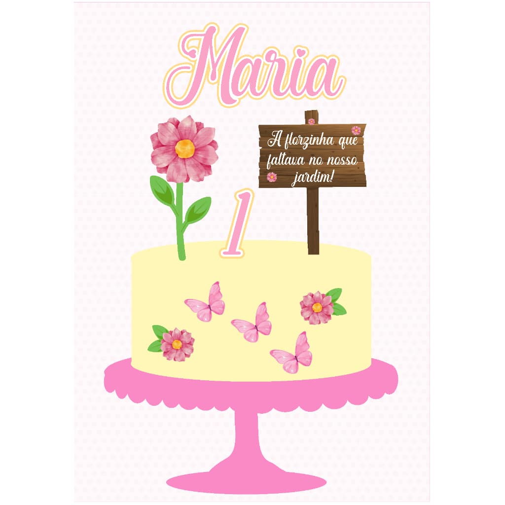 ENVIO RÁPIDO - Topo de bolo jardim das Margaridas/ Borboletas Personalizado