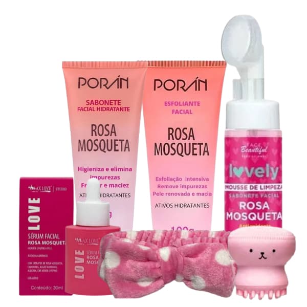 Kit skincare rosa mosqueta completo cuidados com a pele sabonete