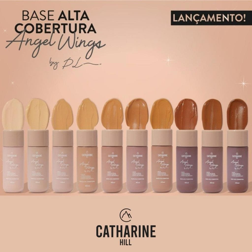 Base Alta Cobertura Catharine Hill Angel Wings 40ml Acabamento Profissional Longa Duração