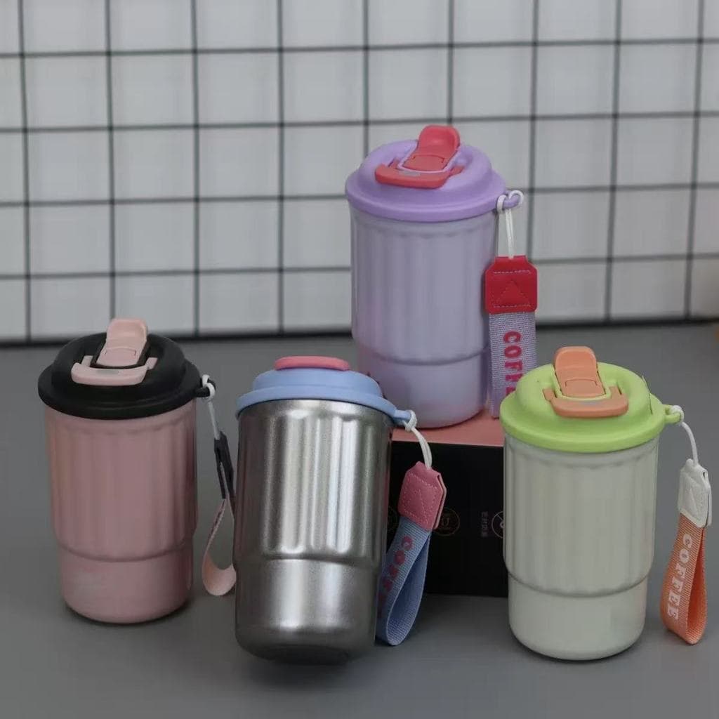 WL-815Copo Térmico 350ml Reutilizável com Tampa Vedante e Alça – Mantém Bebida Quente ou Fria, Ideal p/ Café, Chá e Suco