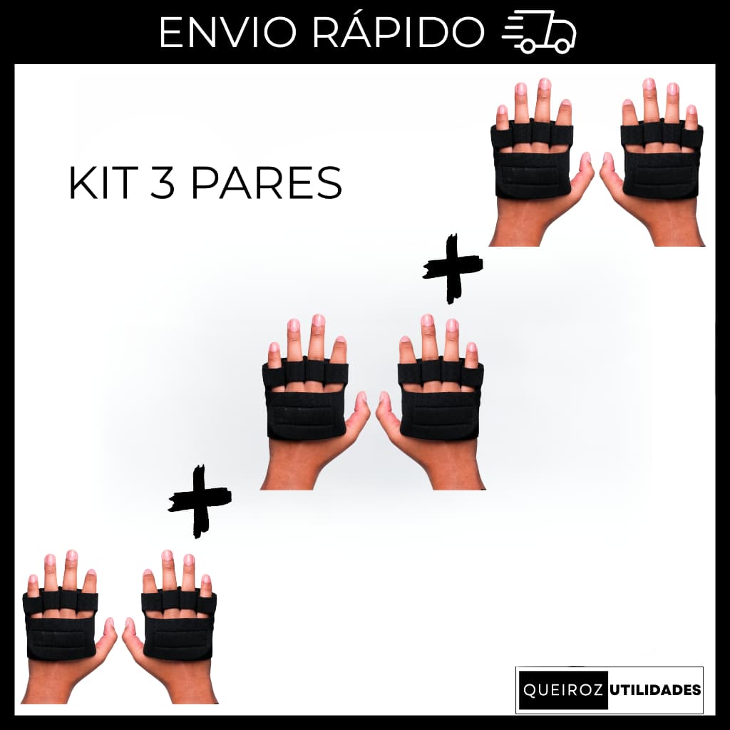 Kit - Luvas Caleira De Academia Para Musculação - 3 Pares De Luvas Treino Crossfit Fitness Bike Dedeira