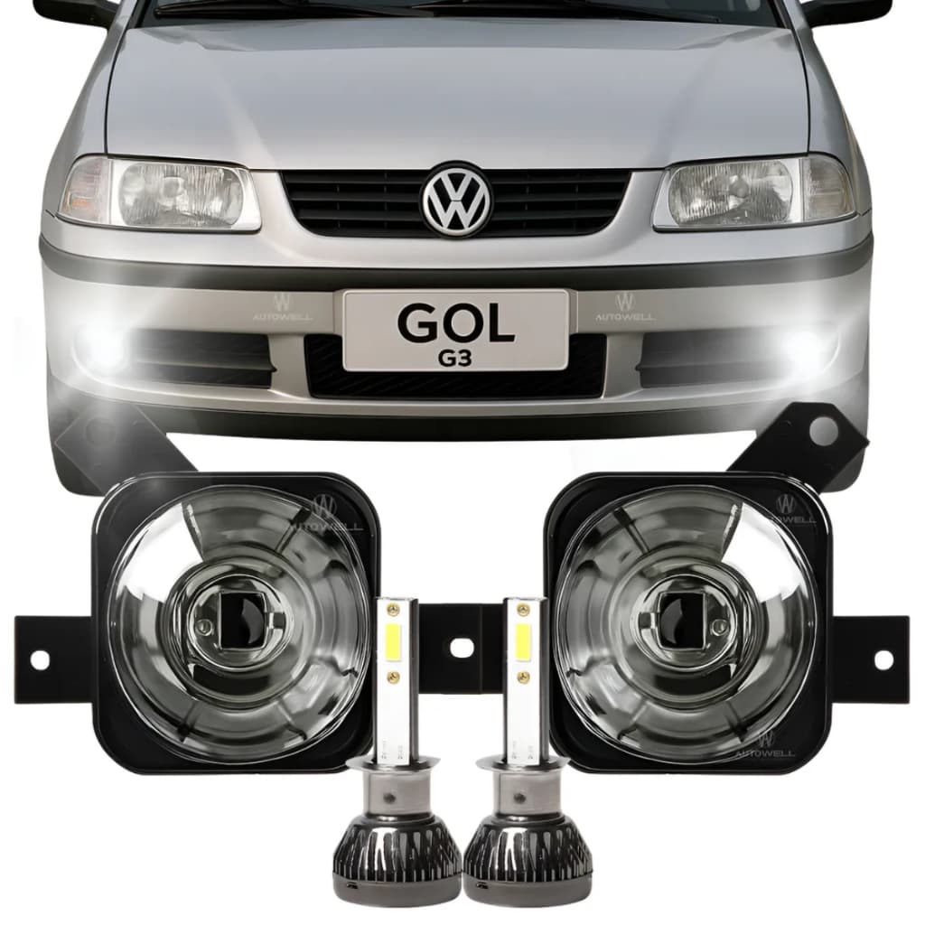Par Farol Milha Gol G3 2000 2001 2003 2004 2005 + Lâmpadas Led