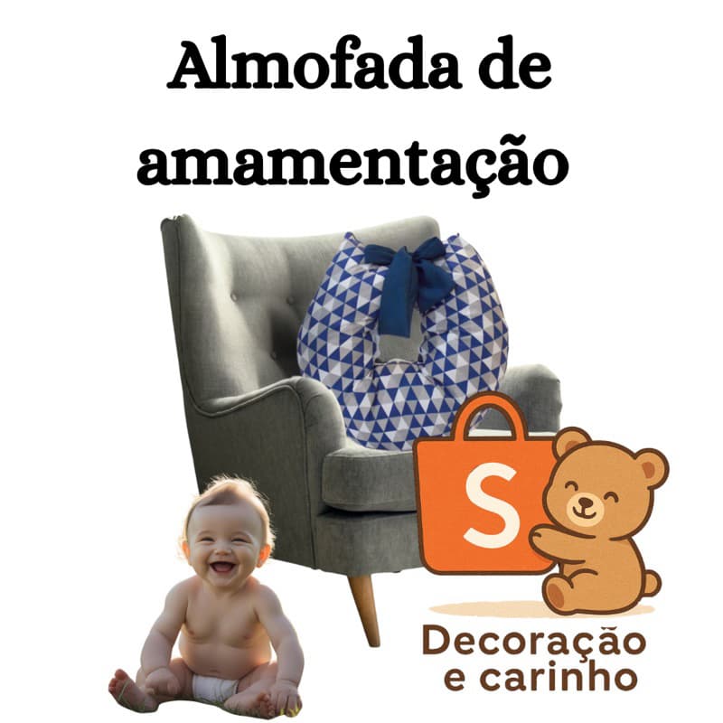 Almofada de Amamentação Ergonômica para Bebê e Mamãe – Apoio, Conforto e Postura Correta – Capa Removível e Lavável