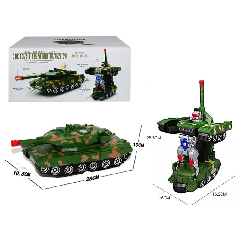 Brinquedo Carrinho Carro Tank Tanque Vira Robô Caminhão Bate E Volta Com Projeção Luz E Sons