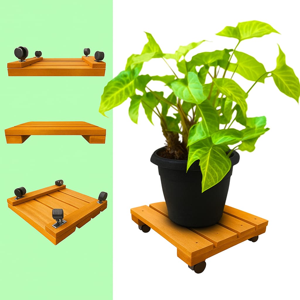 Suporte Quadrado para Botijão de Gás e vasos de Plantas  Reforçado madeira com rodinhas