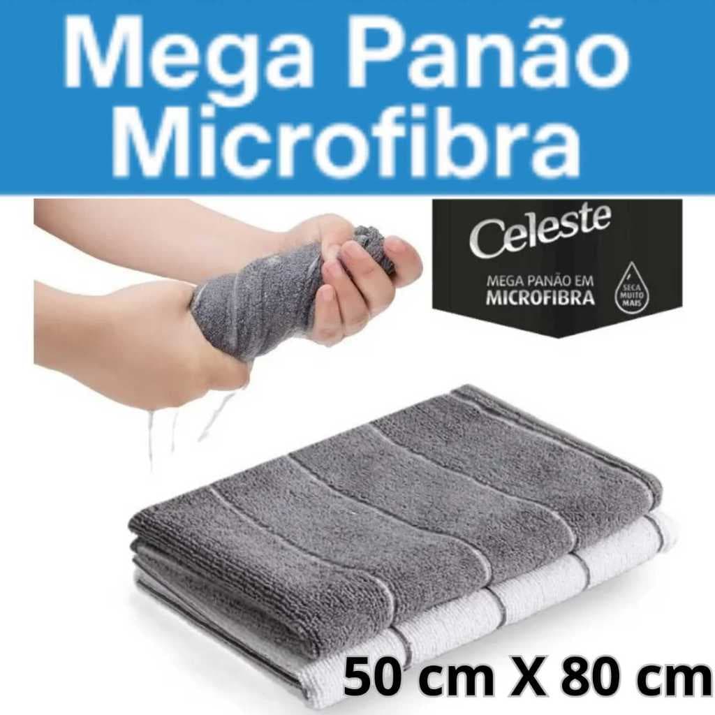 Kit Com 2 Unidades Mega Panão Limpeza Em Microfibra Tam. 50,0cmX80,0cm Máxima Absorção