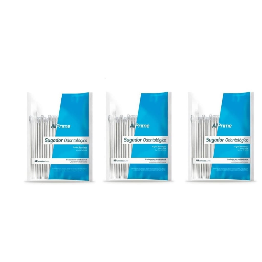 kit 3 pacotes de Sugador de saliva Descartável 120 unid. colorido ou Transparente - AllPrime