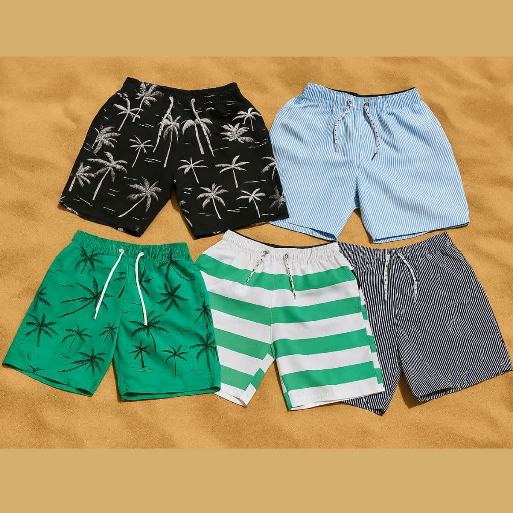 kit 05 bermudas juvenil infantil estampadas praia verao poliéster 06 a 16 anos