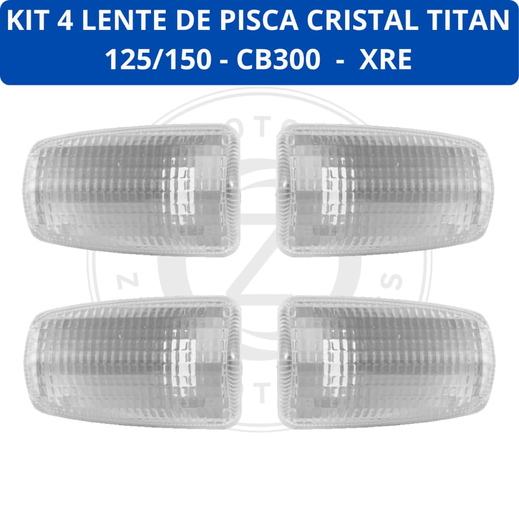 LENTES PISCA SETA KIT COM 4 PEÇAS CRISTAL MOTO CG TITAN 125/150 2000 A 2013  / XRE / CBX250 / CB300