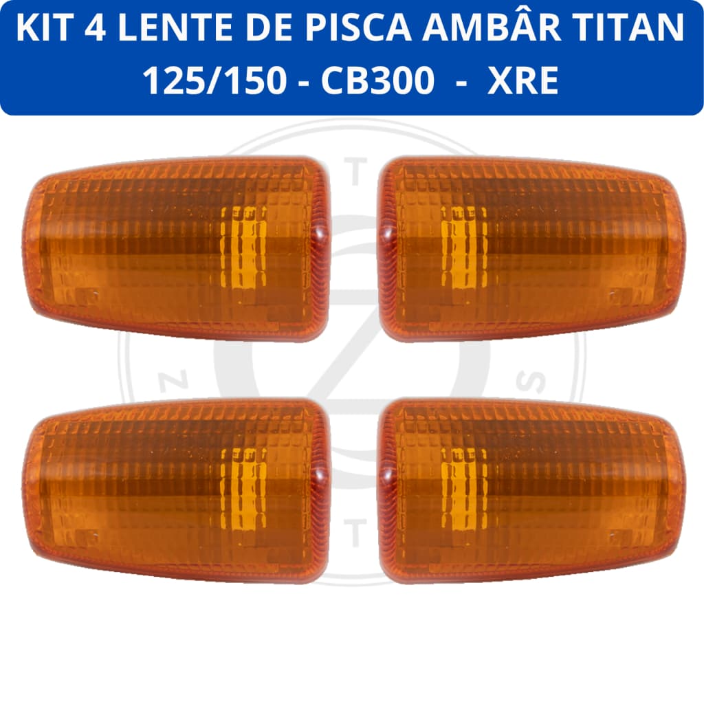 LENTES PISCA SETA KIT COM 4 PEÇAS LARANJA MOTO CG TITAN 125/150 2000 A 2013 / XRE / CBX250 / CB300
