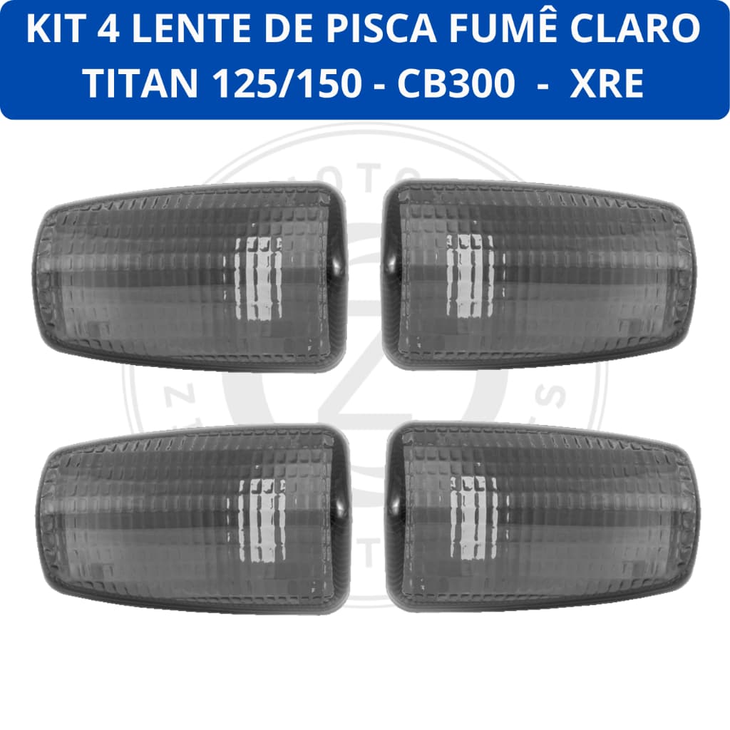 LENTES PISCA SETA KIT COM 4 PEÇAS FUMÊ CLARO MOTO CG TITAN 125/150 2000 A 2013 / XRE / CBX250 / CB300