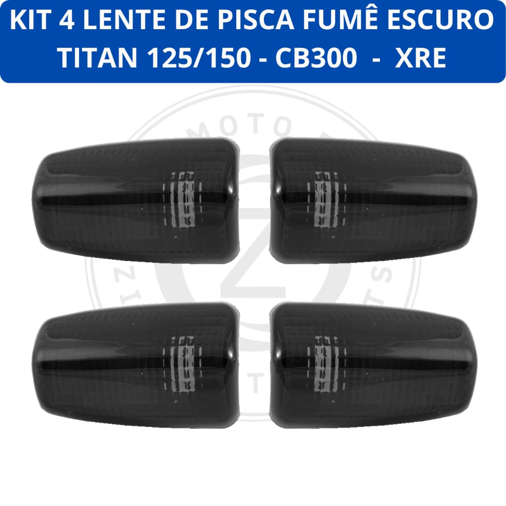 LENTES PISCA SETA KIT COM 4 PEÇAS FUMÊ ESCURO MOTO CG TITAN 125/150 2000 A 2013  / XRE / CBX250 / CB300