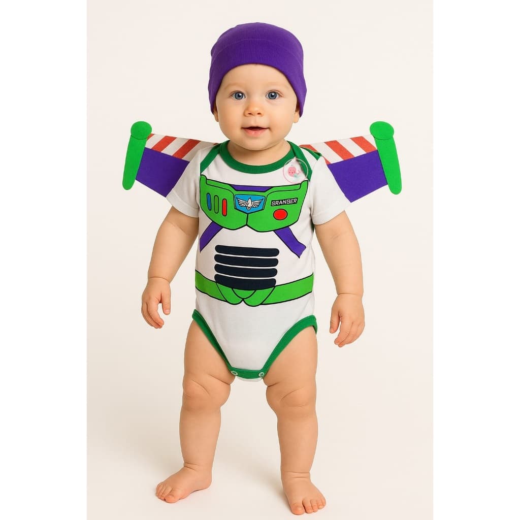 bodie body mesversario menino fantasia buzz Lightyear touca asa toy story