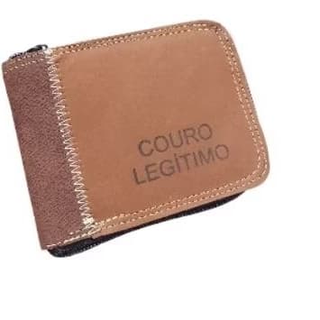 Carteira Masculina Couro Fecho De Zíper Cabe RG,CPF, CNH.