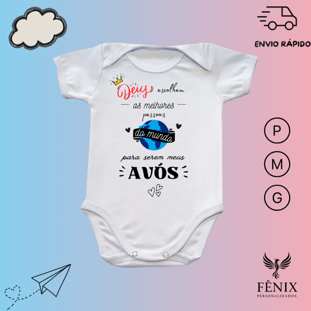 Body De Bebê Personalizado Revelação Gravidez Avós Frases Criativo Infantil