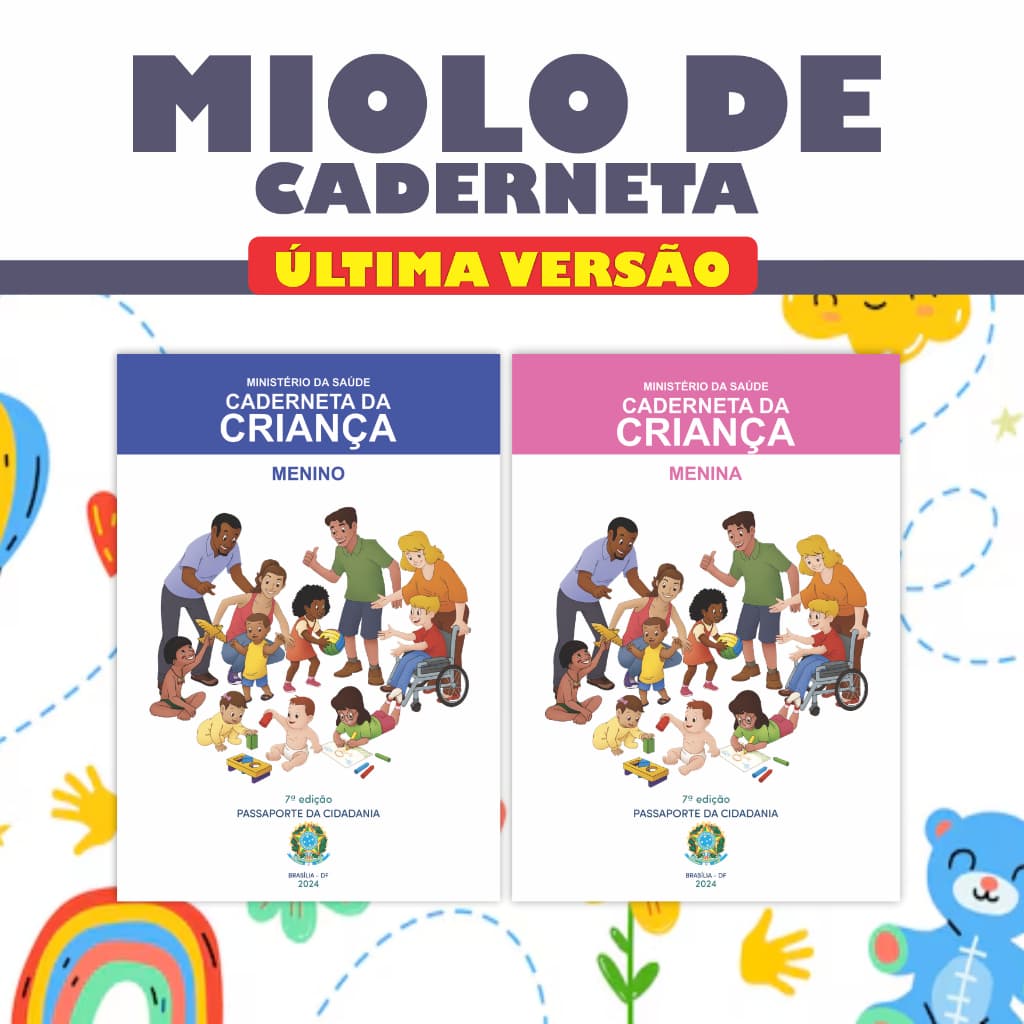 Miolo de CADERNETA de VACINA Clean - vacinação cartão de saúde da criança