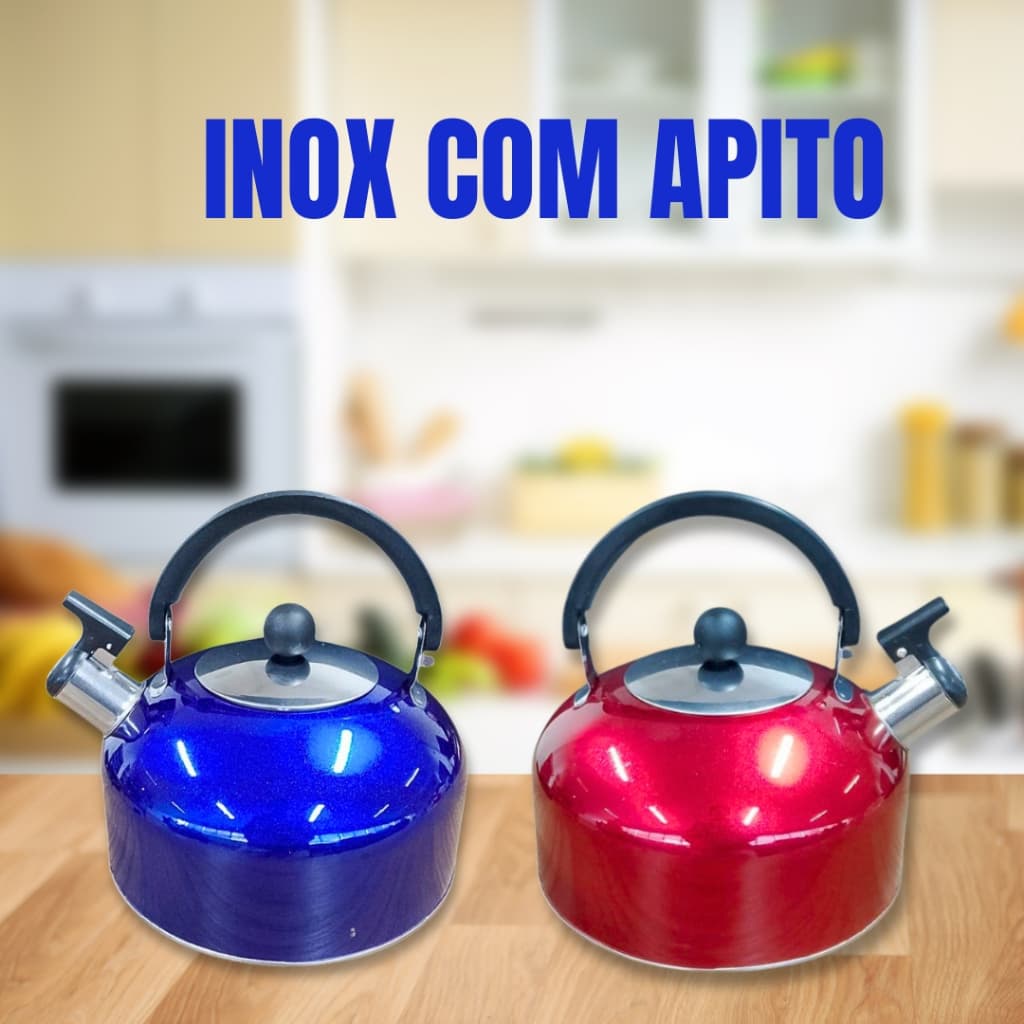 Chaleira com Apito Aço Inox 2,5 Litros Com Alça Fogao - Sortida