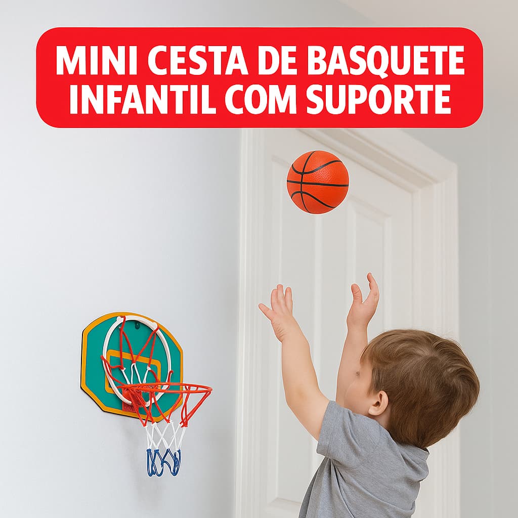 Mini Cesta de Basquete Infantil com Bola Coordenação Jogo Brinquedo