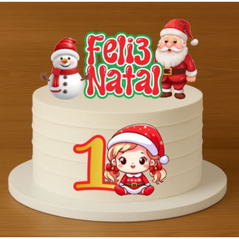 Topo de bolo Feliz Natal/ ENVIO IMEDIATO Topper de bolo Natal - Decoração de Natal