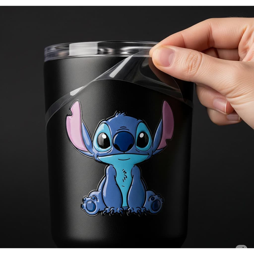 Adesivos Transfer DTF UV Decorativos Stitch Com Verniz Brilho