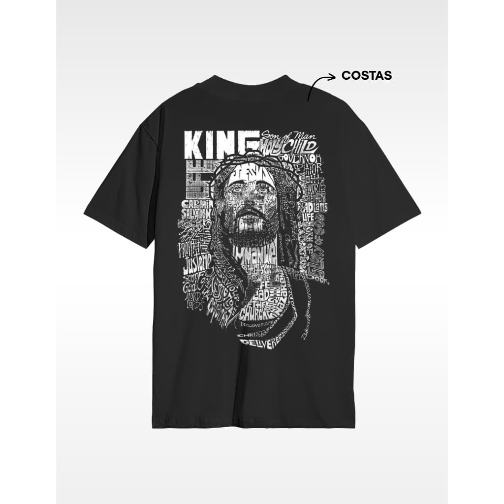 Camiseta Estampa nas Costas 100% Algodão Calligram of Jesus