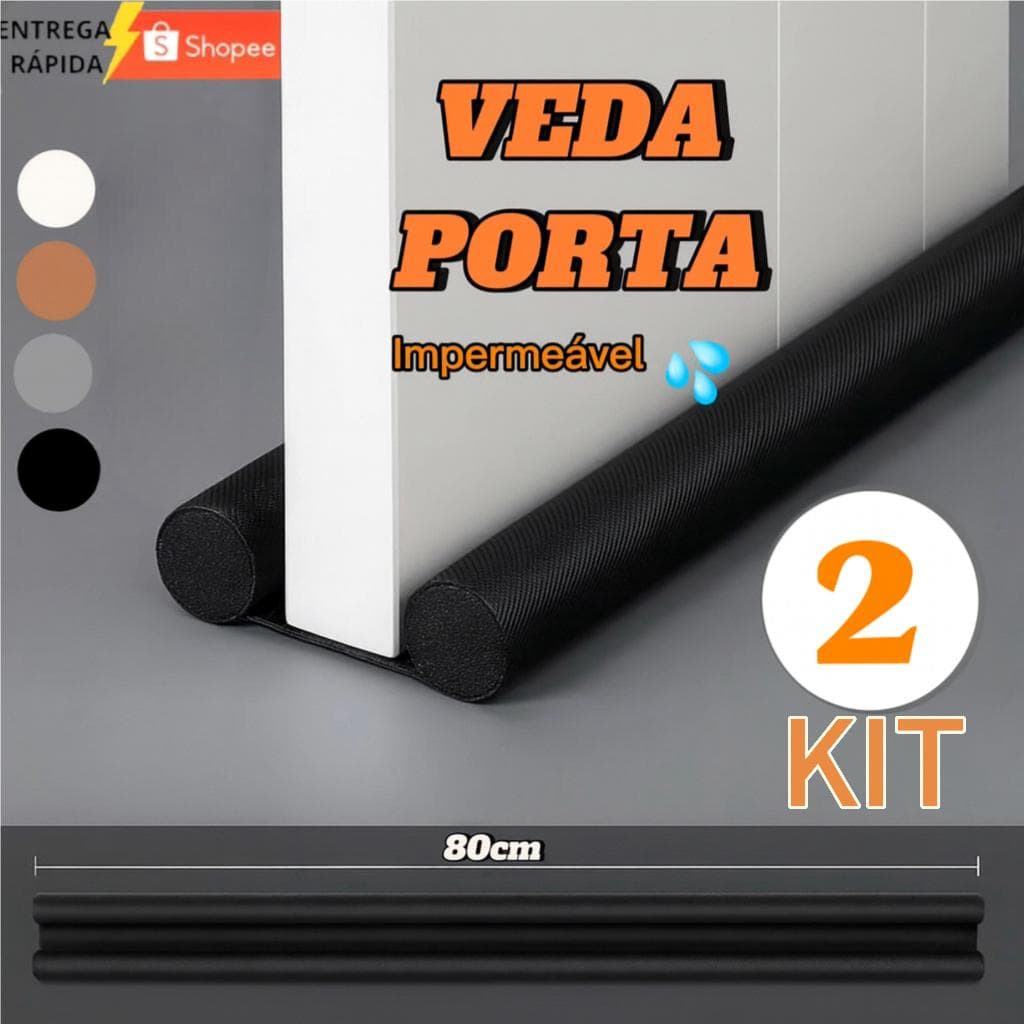 Kit 2 Veda Porta Rolinho Protetor De Porta Impermeável Proteção Duplo 80cm Ajustavel
