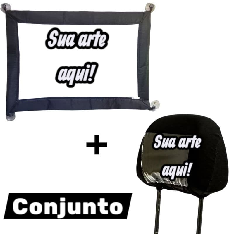Conjunto personalizado protetor solar veicular + suporte para celular banco de carro encosto de cabeça