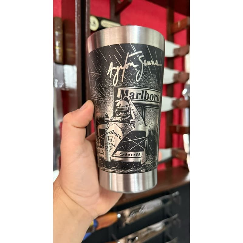 Copo Térmico Personalizado Ayrton Senna C/ Tampa 473ml