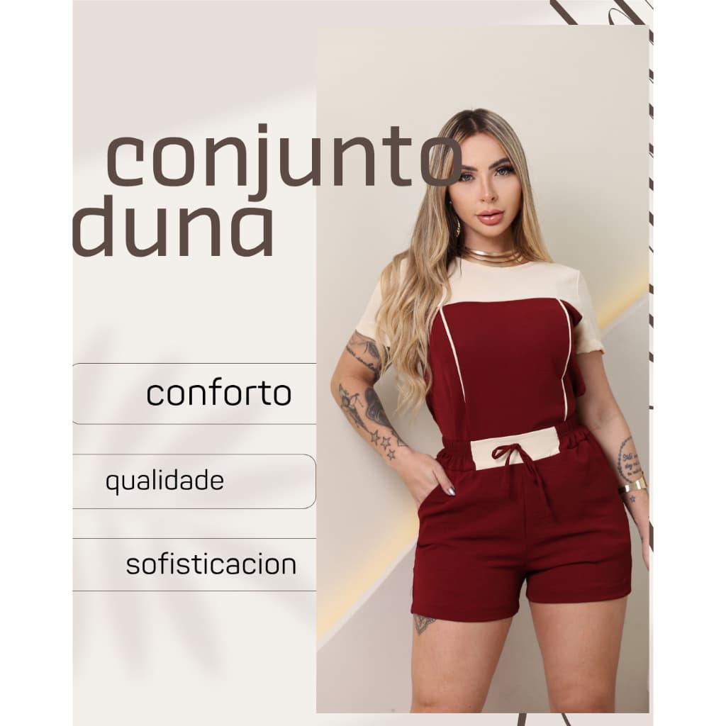 Conjunto Feminino Bicolor #02 em Tecido Duna com Detalhes Sofisticados – Elegância e Conforto para Todas as Ocasiões