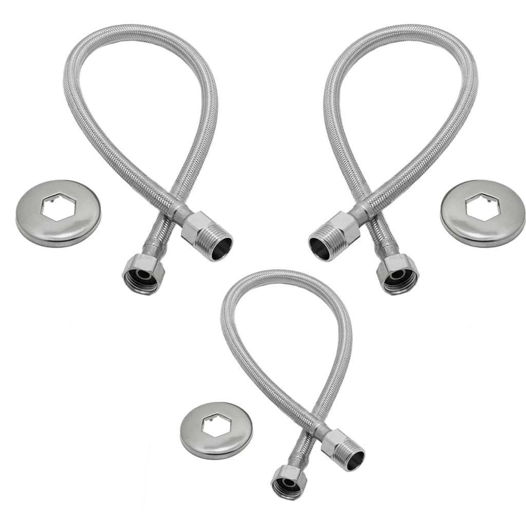 Engate Flexível Mangueira para Torneira Banheiro Aço Inox 60cm 1/2 Polegada Fêmea Kit com 3