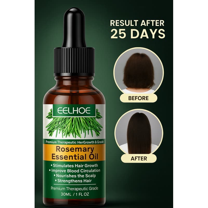tônico Essencial de Alecrim para Crescimento Capilar e Tratamento de Queda de Cabelo 30ml