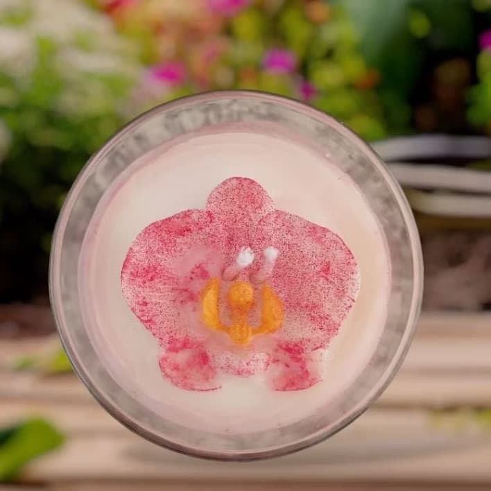 Vela Aromática Orquídea/ Marmorizada/ Recipiente de vidro/ Floral/ Artesanal/ Vela Perfumada