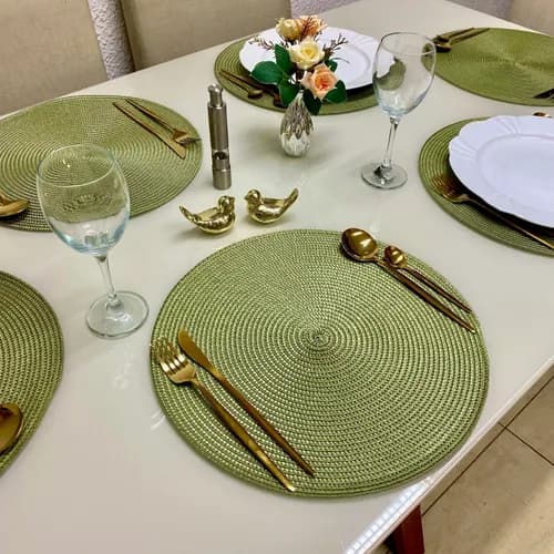 Jogo Americano kit 4 Peças Mesa Sousplat Cozinha Redondo Jantar Descanso de Prato