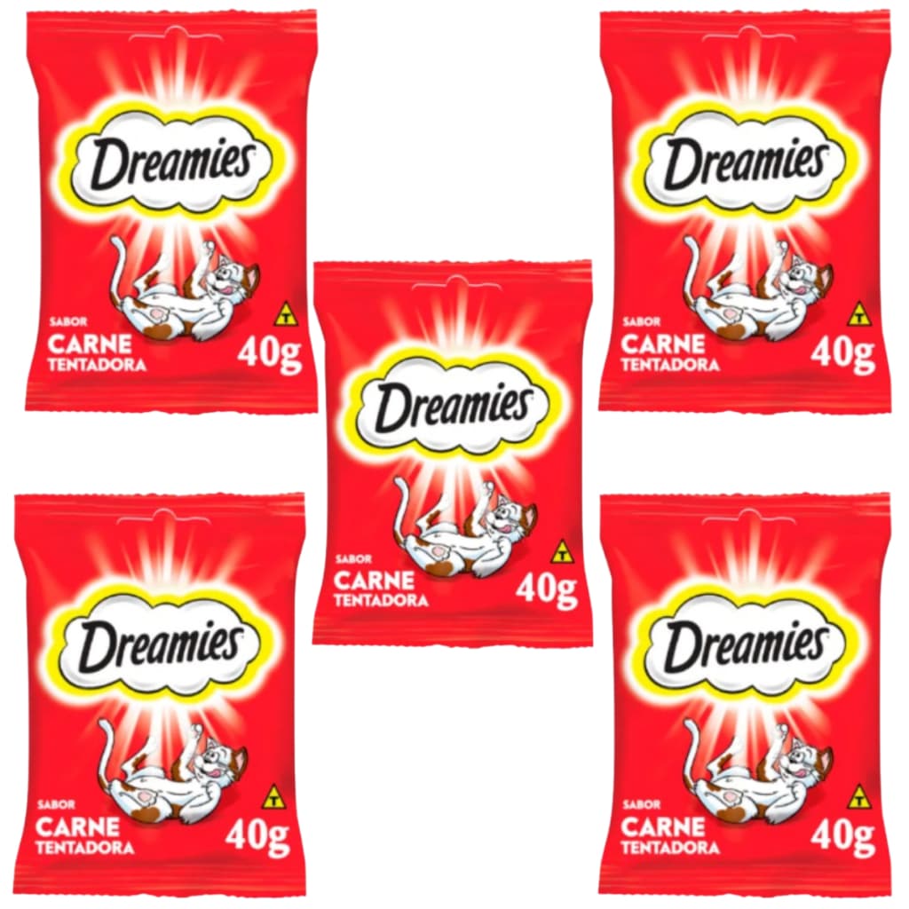 Caixa Com 5 Dreamies Carne Para Gatos Adultos 40 G