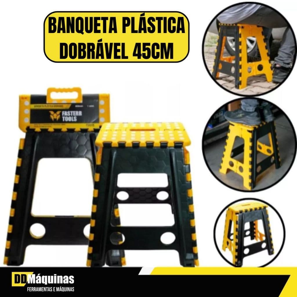 Banqueta Plástica Dobrável para Pesca e Camping com 45cm 150kg FST015 - Fasterr