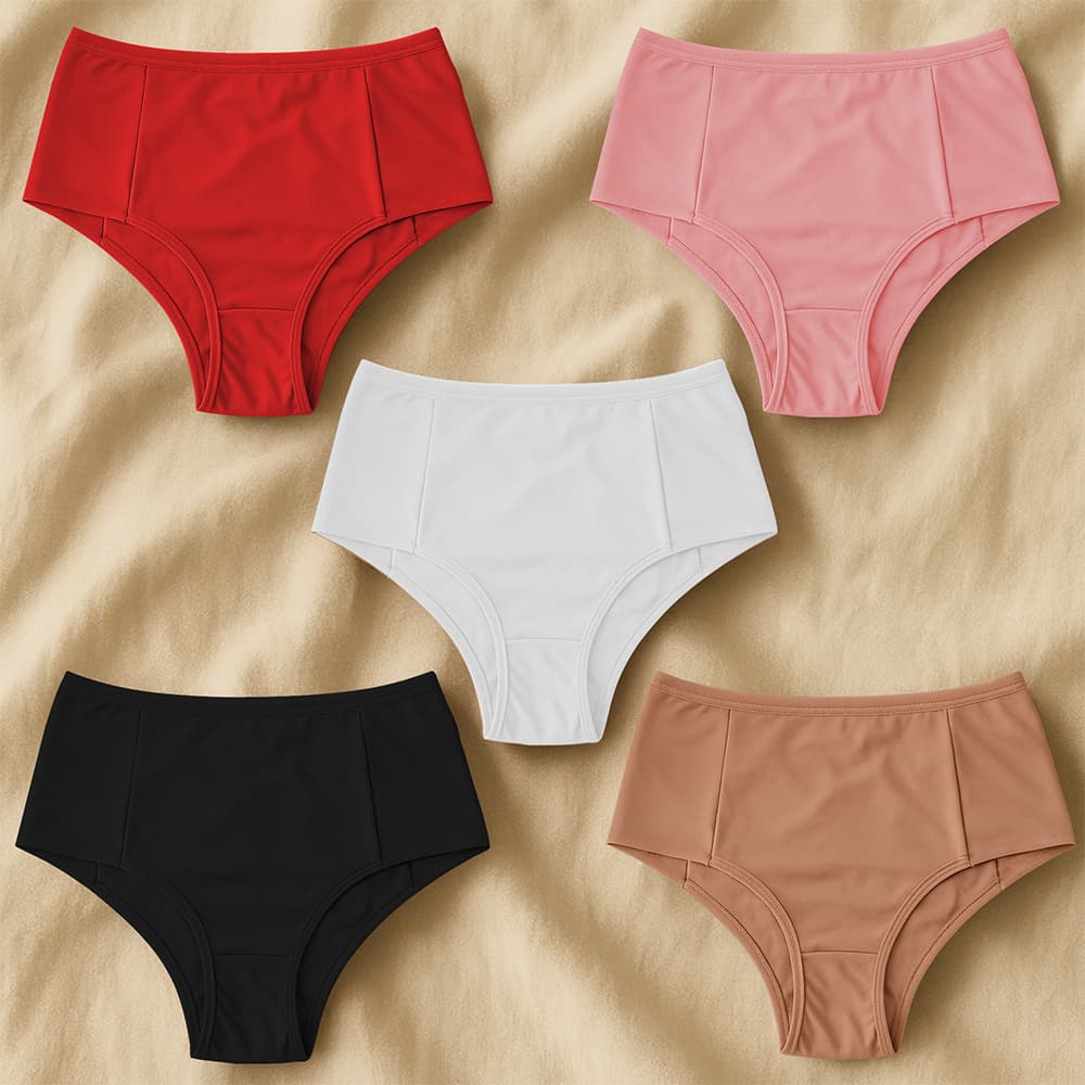 Kit 5 Calcinhas De Algodão Pós Parto Pala Dupla Cós Alto  – Cotton Premium, Confortáveis e Modeladoras