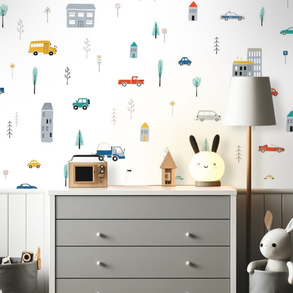 Papel De Parede Autocolante Adesivo Carrinhos infantil Lavável