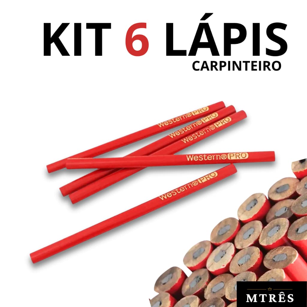 Kit 6 Lapis de Carpinteiro e Marceneiro Madeira pedreiro