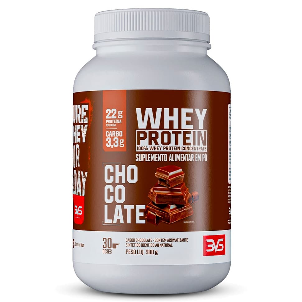 Whey Protein 100% Concentrado 3VS Nutrition ORIGINAL 900g - Proteína 100% Pura - Deliciosos sabores
