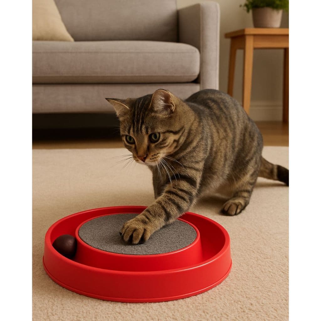 Brinquedo Arranhador Redondo Com Bolinha Interativo Relax Antiestresse Para Gatos