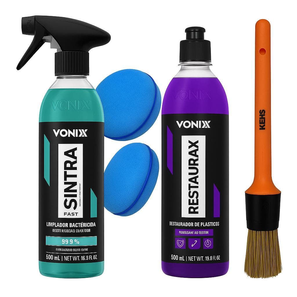 Kit Limpeza  Restauração Automotiva Vonixx – Sintra Fast + Restaurax + pincel + aplicado