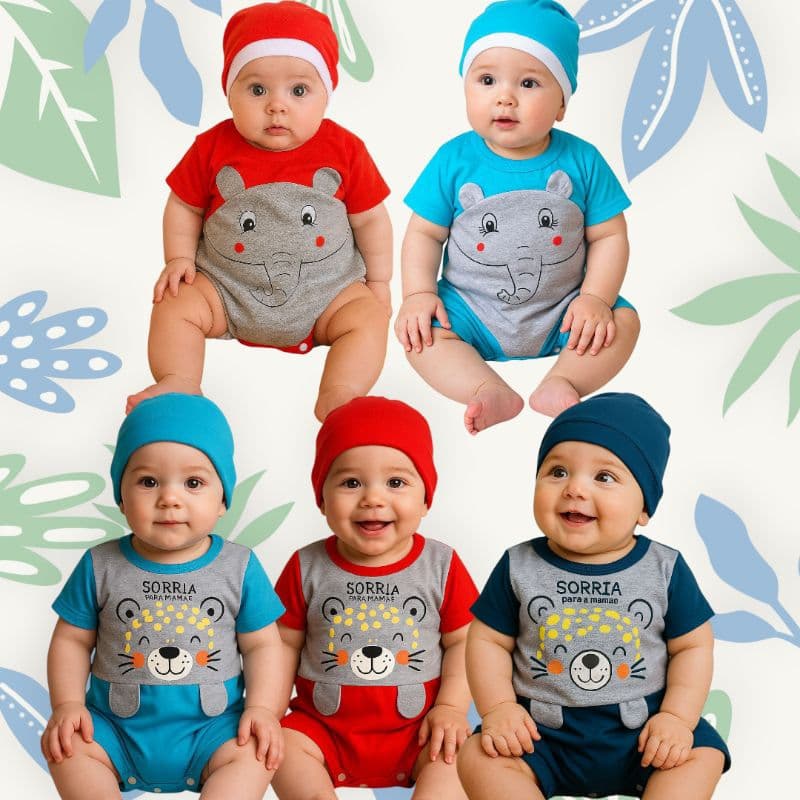 Kit Macacão + Toquinha 100% Algodão Conforto e Estilo para o Bebê 3D