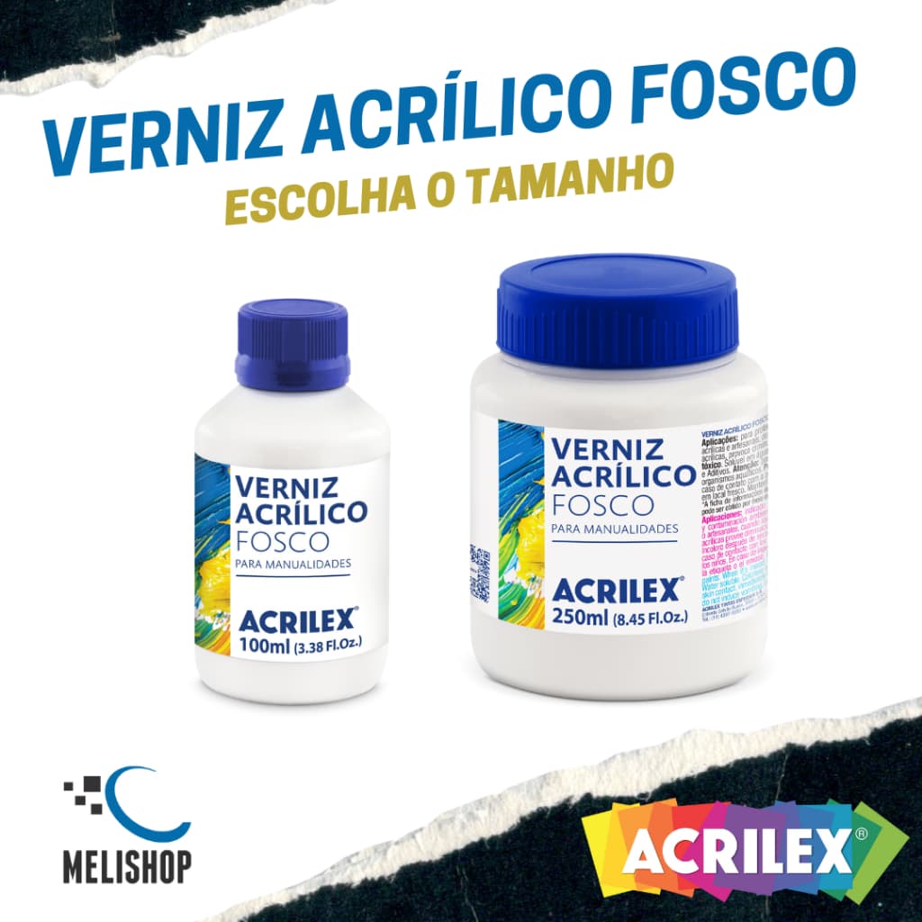 Verniz Acrílico Fosco Incolor 100ml ou 250ml Proteção Acabamento Fosco Original Acrilex