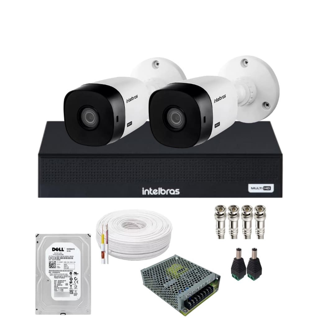 Kit 2 Câmeras Intelbras Dvr Mhdx 1104 Com Hd Completo Cftv