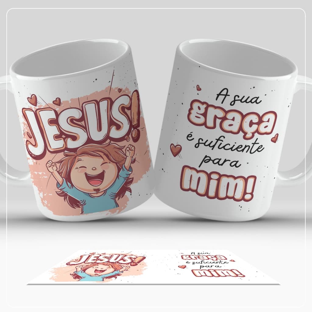 Caneca Personalizada Jesus Estampa Inspiradora A Sua Graça é Suficiente para Mim Presentes Cristão Presente de Fé church