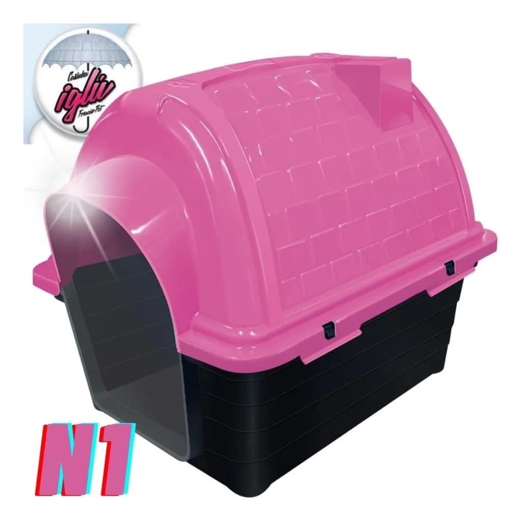 Casinha Cachorro Furacão Pet Iglu N1 Pequena Rosa Casa Cama Cães Filhote Resistente Desmontável
