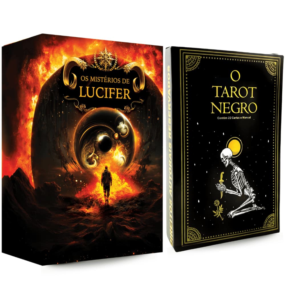 Kit com Tarot Os Mistérios de Lucifer Cartas de Luxo Plastificadas e Tarô Negro de Marselha