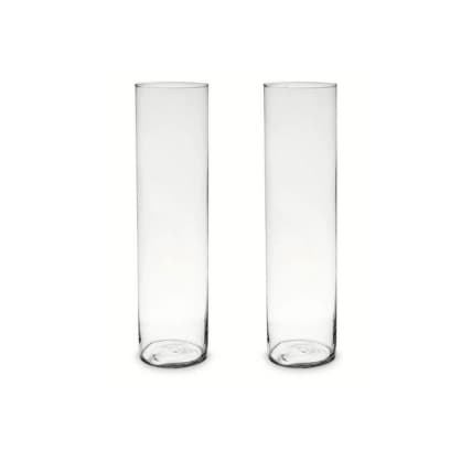 Kit C/ 2 Vaso Tubo De Vidro Transparente Cilindro 17x5cm (Promoção)