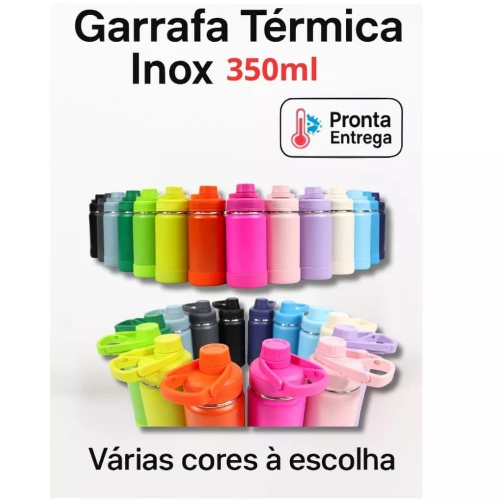 Garrafa Térmica de Aço Inox 350ml/600ml/800ml – Mantém Bebidas Quentes e Frias por Horas, Portátil e Resistente