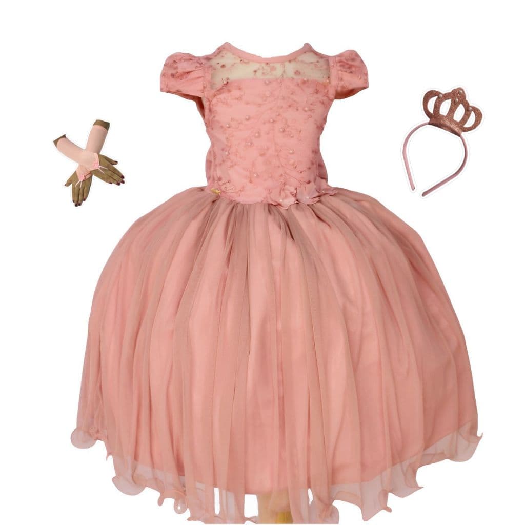 Vestido Infantil  Festa Casamento Formatura Daminha Com Tiara e Luvas.